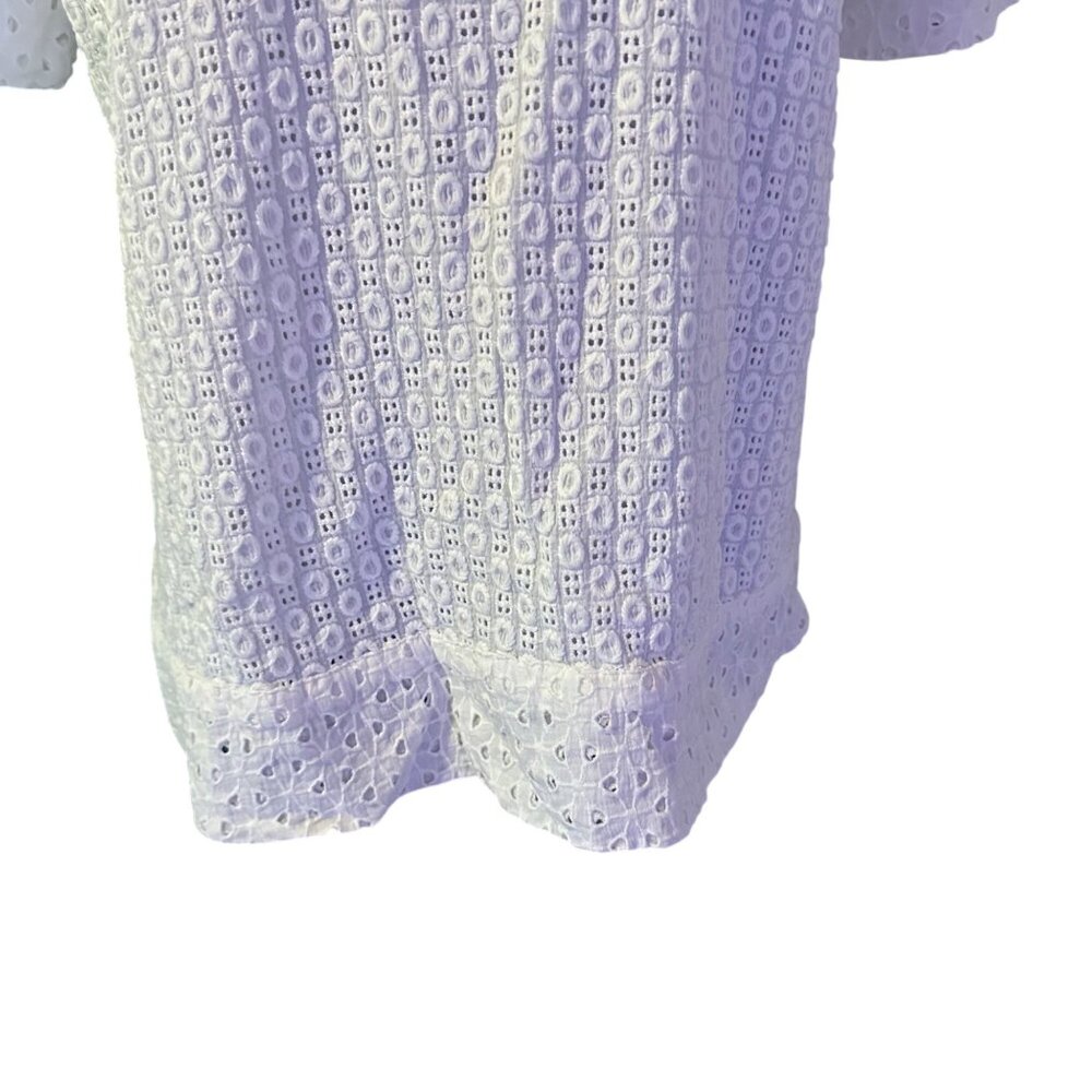 Chico's cotton v-neck white eyelet top size 1 u.s. 8/10 - Picture 6 of 7
